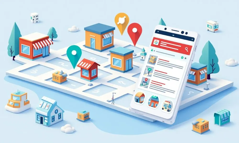 City map with pins and 'near me' search.